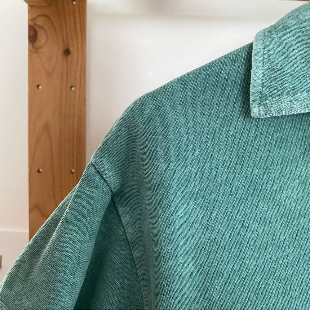 Marine Layer Green Cropped Vintage Slub Polo Tee XS - Picture 10 of 15